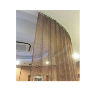 Aluminum Cascade Chain Decorative Golden Metal Steel Wire Mesh Ceiling Decor Metal Coil Curtain Fabric For Screen Room Dividers
