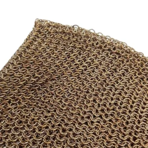 Antique Bronze Plain Weave Chainmail Mesh Flexible Stainless Steel Decorative Fabric
