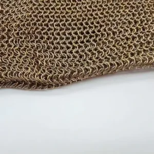 Antique Bronze Plain Weave Stainless Steel Chainmail Mesh High Uniformity Flexible Durable Decorative Metal Fabric
