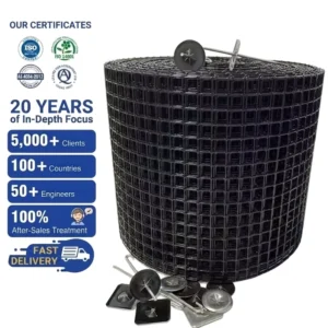 Bird Mesh For 8” Solar Panels Pigeon Proof Guard 304 Stainless Steel PVC Coated Black Wire Screen Roll With Clips UV Stable