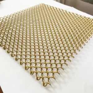 Brass 0.8~1mm Wire Diameter Decorative Aluminum Chain Link Metal Coil Drapery Curtain for Staircase Railing Inner Mesh Curtain