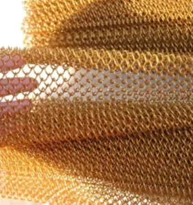 Bright Gold Stainless Steel Plain Interlocking Wire Mesh Lightweight Decorative Metal Mesh Screen Cutting Custom Architectural