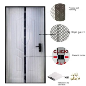Customizable Black Magnetic Stainless Steel Door Window Screens Anti-theft Mosquito Fly Netting 2.5mm Mesh 1.5m Length