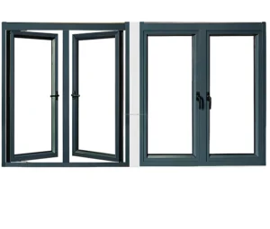 Customized Double Glazed Aluminium Casement Windows Screen Tempered Outdoor Exterior Kitchen Living Room Bathroom Villa Use Door