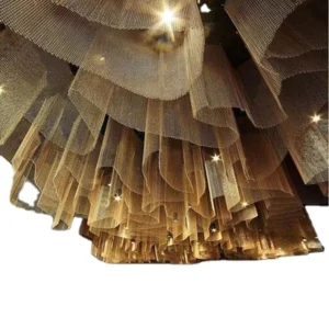 Decorative Aluminium Metal Fireplace Wire Curved Mesh Water Chain Curtain Wall Architectural Drap Steel