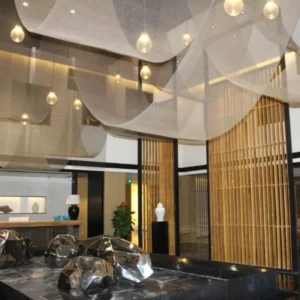 Decorative Gold Aluminium Metal Mesh Chain Curtain Chain Drapery Fabric Fireplace Wire Mesh Metal Coil Mesh Ceiling Curtain