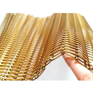 Decorative Spiral Weave Wire Mesh With Frame Gold Color Metal Mesh Ceiling Panel