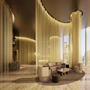 Decorative Woven Metal Mesh Curtain Aluminium Screen for Wall Partition Suspended Ceiling Restaurant Bar Decoration