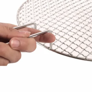 Direct Sales Custom SS 304 Stainless Steel Rectangle Square Round Shape Reusable Handle style Barbecue Mesh Net for Coking