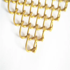 Gold Decorative Metal Coil Aluminium Alloy Wire Screen Mesh Ceiling Curtain Chain Link Strip Drapery for Interior Decoration