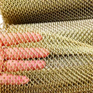Gold PVD Coated Woven Steel Wire Mesh Flexible Decorative Metal Curtain