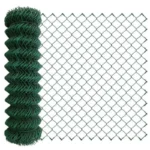 Green Steel Powder Coated Chain Link Fencing Diamond Mesh for Football Fields Schools Construction Easy Assembly