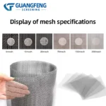 Guangfeng Customize Size Mesh Count High Quality Stainless Steel Wire Cloth 304 316 Stainless Steel Wire Mesh Cloth in Roll
