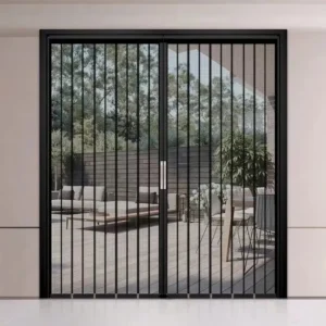 High Rail Anti Theft Diamond Mesh Folding Screen Door Stainless Steel Invisible Sliding Door with Lock Anti Mosquito & Anti Cat