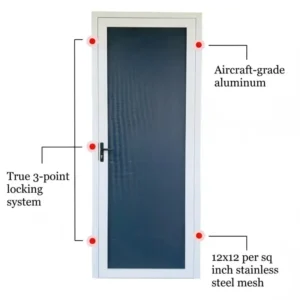 High Tensile Impact Resistant Manual Security Screen Door with 316 Stainless Steel Mesh Modern Villa Front Entrance System
