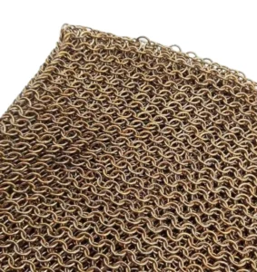 High Uniformity Antique Bronze Electroplated Stainless Steel Braided Chainmail Mesh Ultra Flexible Unbreakable Plain Weave