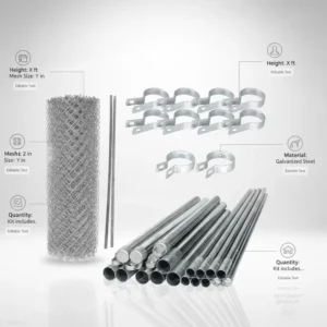 Hot Dipped Galvanized Iron Wire Diamond Cyclone Chain Link Fence Mesh Rolls 50x50mm 50m Farm Enclosures