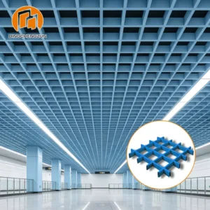 Metal Grid Ceiling Suspended Aluminum Grille Ceiling Panels For Transportation Hub Projects