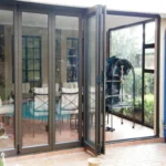 Modern Aluminum Alloy Folding Sliding Glass Door System With Screen Sound Insulation