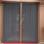 Modern Folding Door Aluminum Alloy Sand Diamond Mesh Non Perforated Stainless Steel Window Curtain Telescopic Sliding Invisible