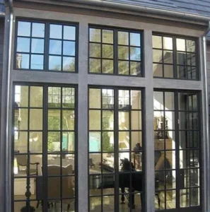 Modern Sliding Metal Casement French Steel Patio Doors Aluminum or Iron Steel Grill Window