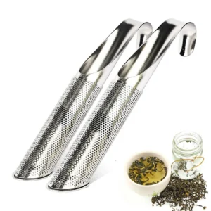 Pipe Shape 304 Stainless Steel Tea Strainer Fine Mesh Loose Leaf Tea Infuser Filter Stick with Hanging Hook