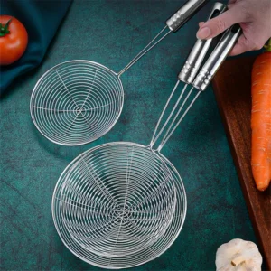 Stainless Steel Eco Friendly Sustainable Skimmer Filter Mesh Spoon Wire Frying Long Handle Strainer