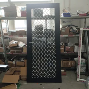 Welded Corners Fixed Security Screen Door Manual Aluminum Stainless Steel Mesh Triple Point Hook Locking Pry Resistance Impact