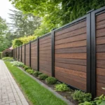 Wood plastic Composite WPC Frame Durable Powder Coated Semi enclosed Privacy Fence Panels 6 Feet High Wind resistant